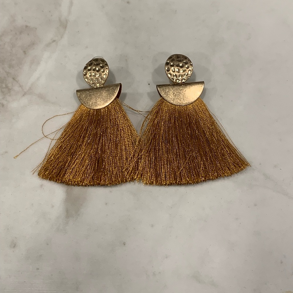 Francesca’s hold and tan tassel earrings